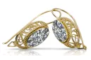 Earrings Vintage Jewlery Zircon 14K Yellow gold vec023y